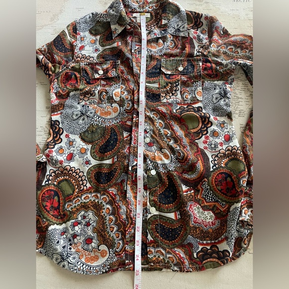 LUCKY BRAND Mod Paisley ButtonDown Shirt Roll-tab Sleeve Size Small - Picture 11 of 12